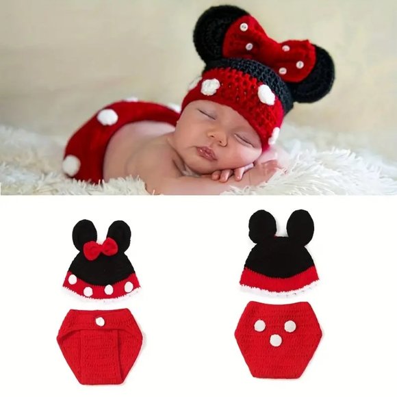Adorable Hand-Knitted Mouse Costume Set for Kids - Perfect for Photo Shoots - Picture 1 of 5